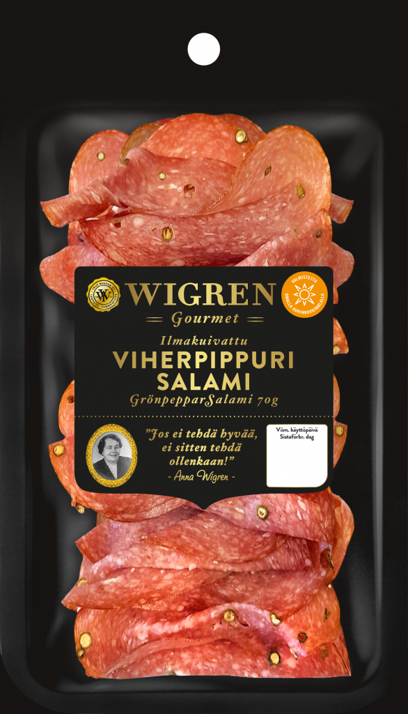 Wigren Gourmet Viherpippurisalami 70 g / Grönpepparsalami 70g